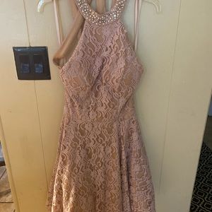 Pastel pink lace above the knee dress